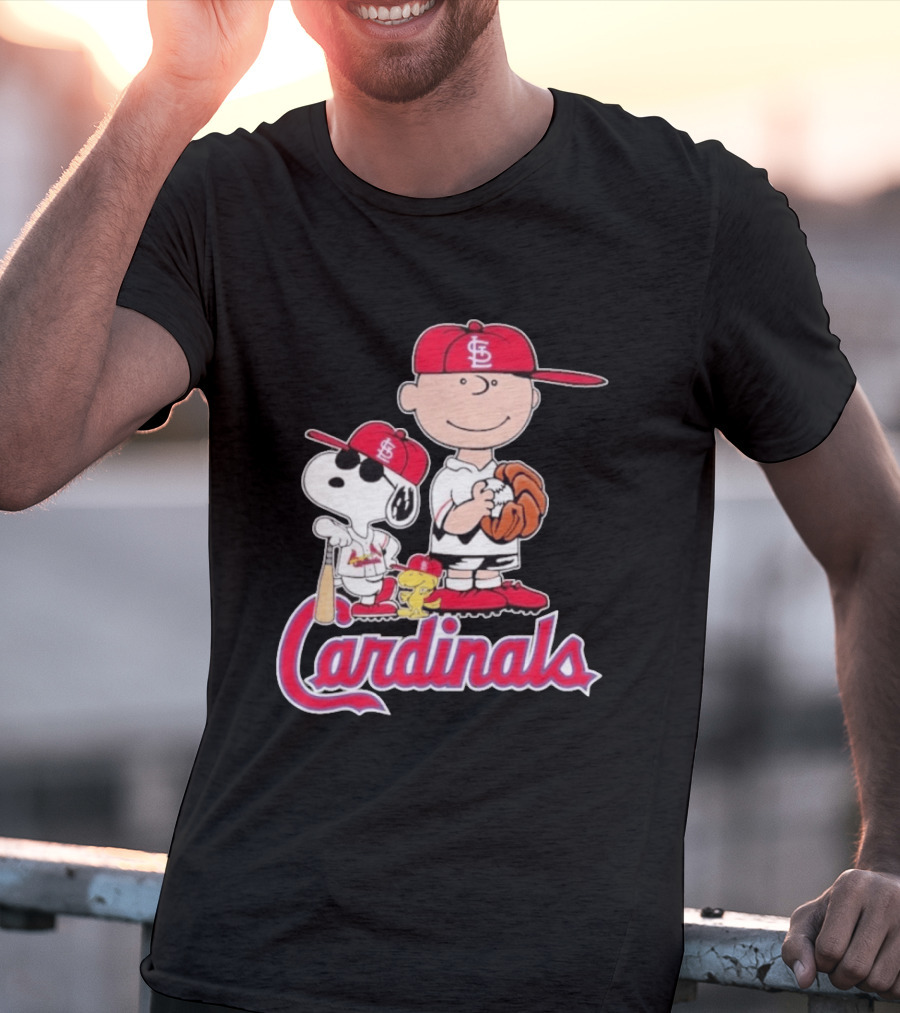 St. Louis Cardinals Peanuts Snoopy Charlie Brown Woodstock Baseball T-Shirt