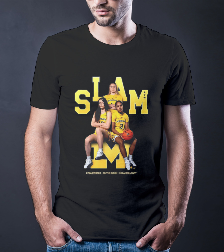 Mila Holloway Olivia Olson Syla Swords SLAM Michigan Wolverines Basketball T-Shirt