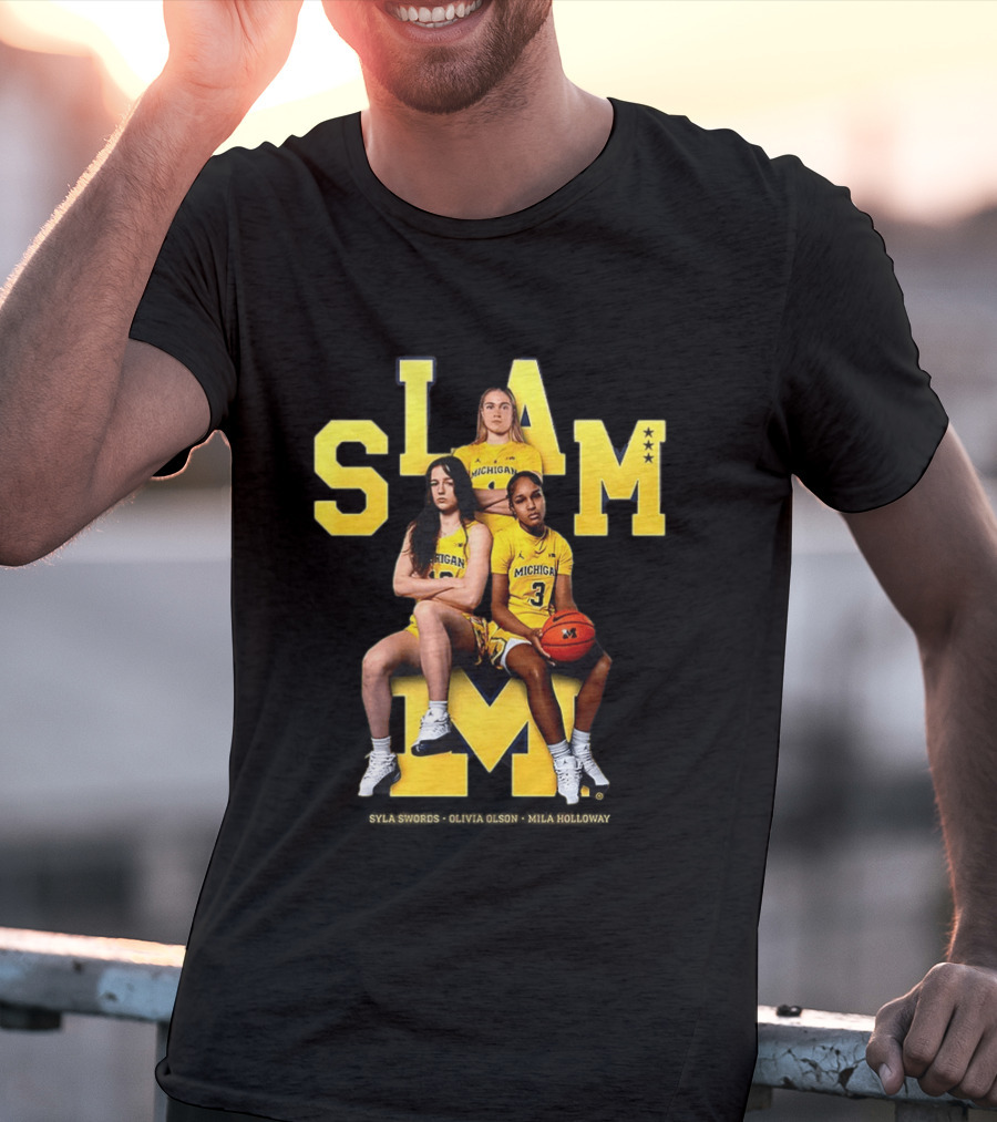 Mila Holloway Olivia Olson Syla Swords SLAM Michigan Wolverines Basketball T-Shirt
