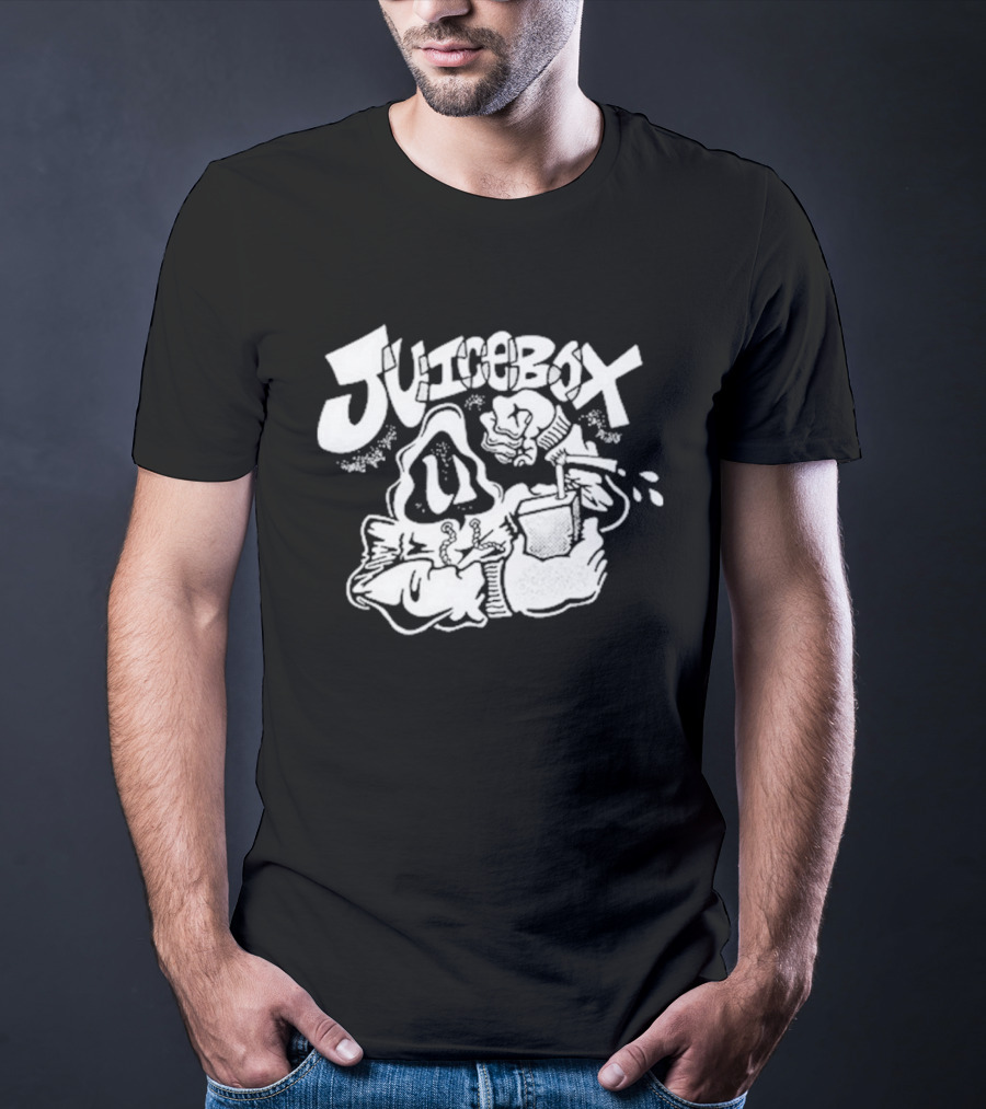 Juicebox Juice Crew Retro Cartoon Character With Drink And Fruit T-Shirt
