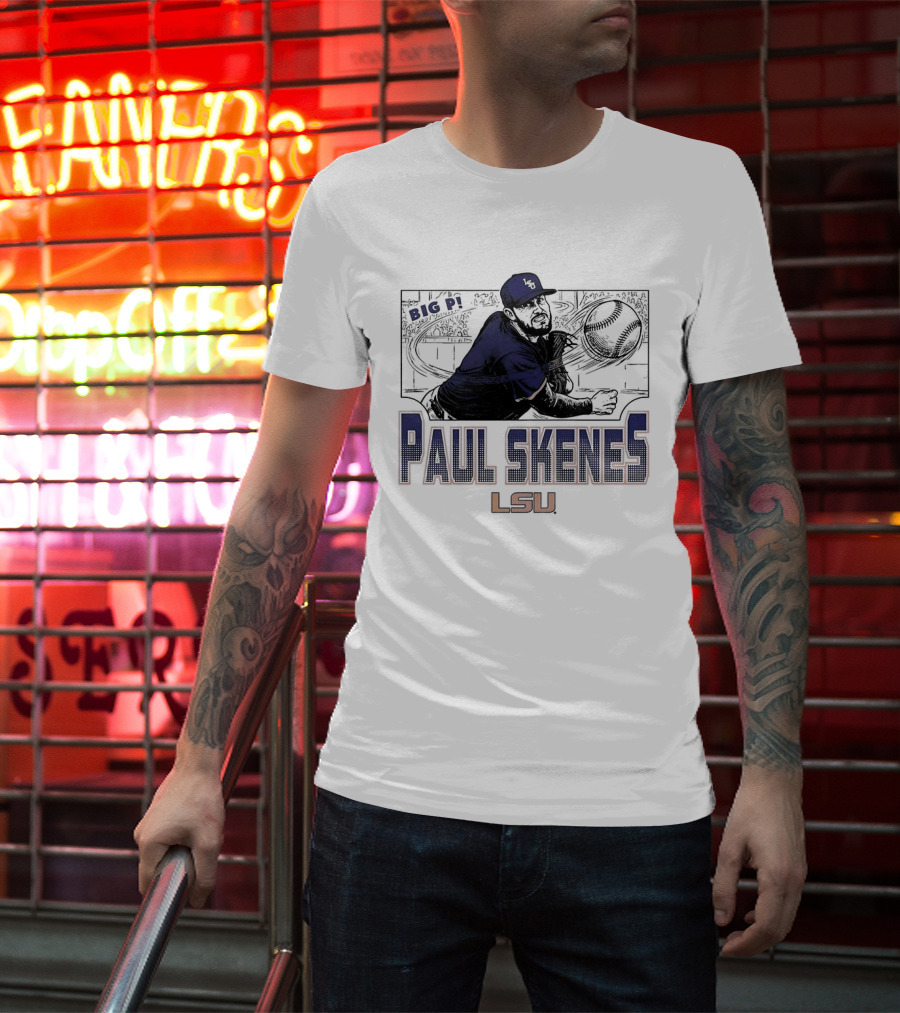 Big Leagues Paul Skenes LSU Baseball Pitcher T-Shirt
