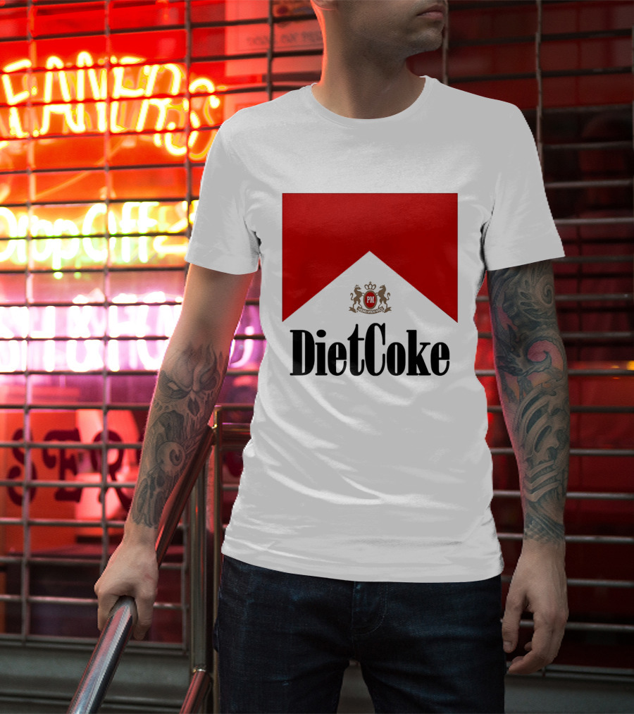 Diet Coke Marlboro Cigarettes Red V Shape PM Crest T-Shirt