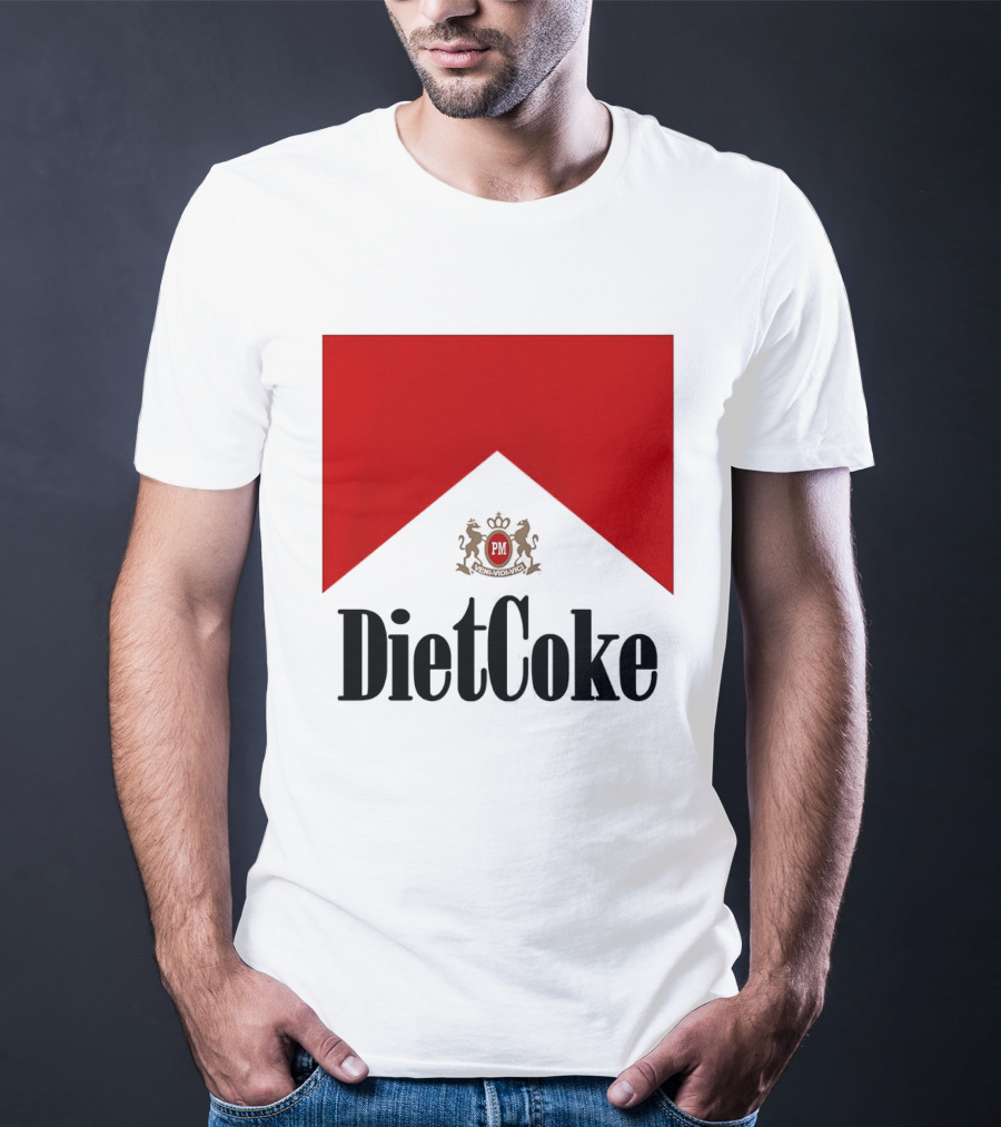 Diet Coke Marlboro Cigarettes Red V Shape PM Crest T-Shirt