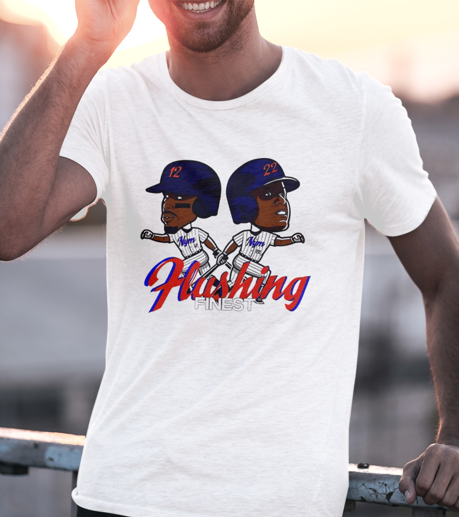 Juan Soto Vs Francisco Lindor Flushing Finest New York Mets Baseball Caricature T-Shirt