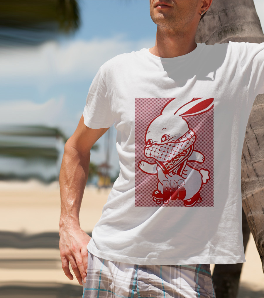 BDS Palestine Bunny With Keffiyeh And Roller Skates T-Shirt