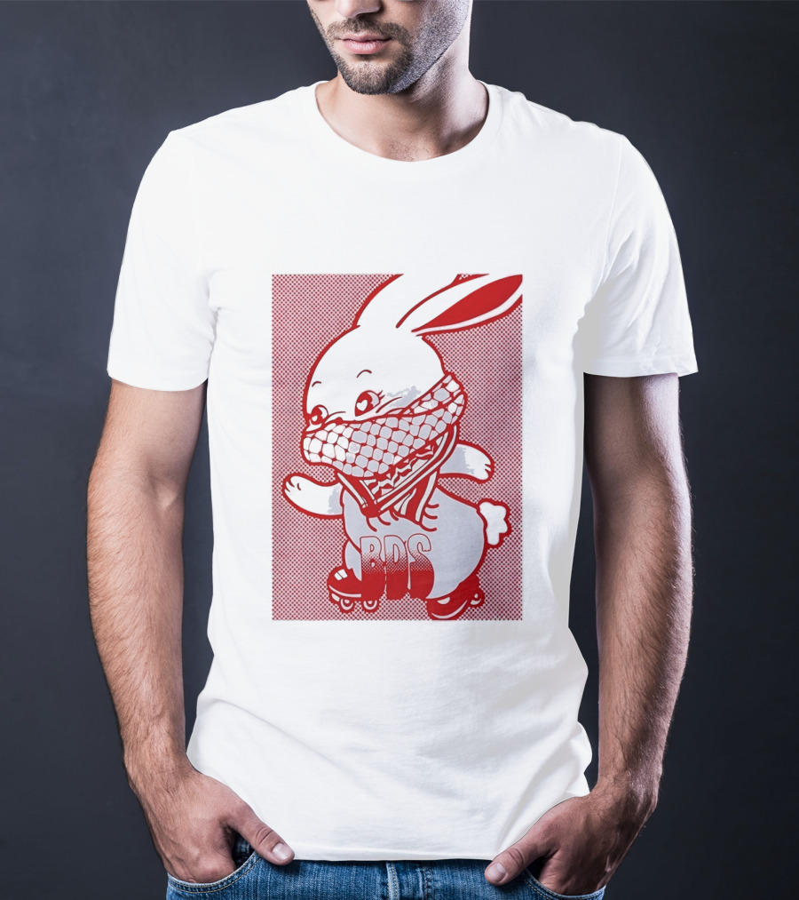 BDS Palestine Bunny With Keffiyeh And Roller Skates T-Shirt