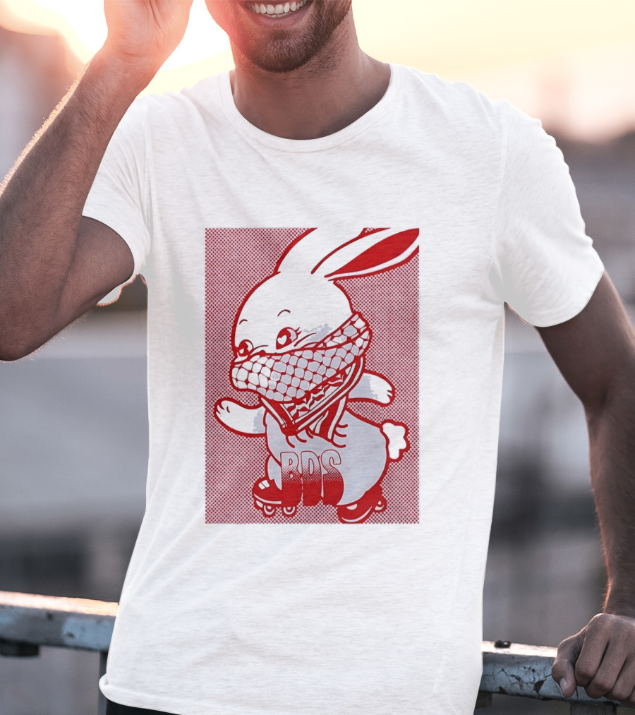 BDS Palestine Bunny With Keffiyeh And Roller Skates T-Shirt