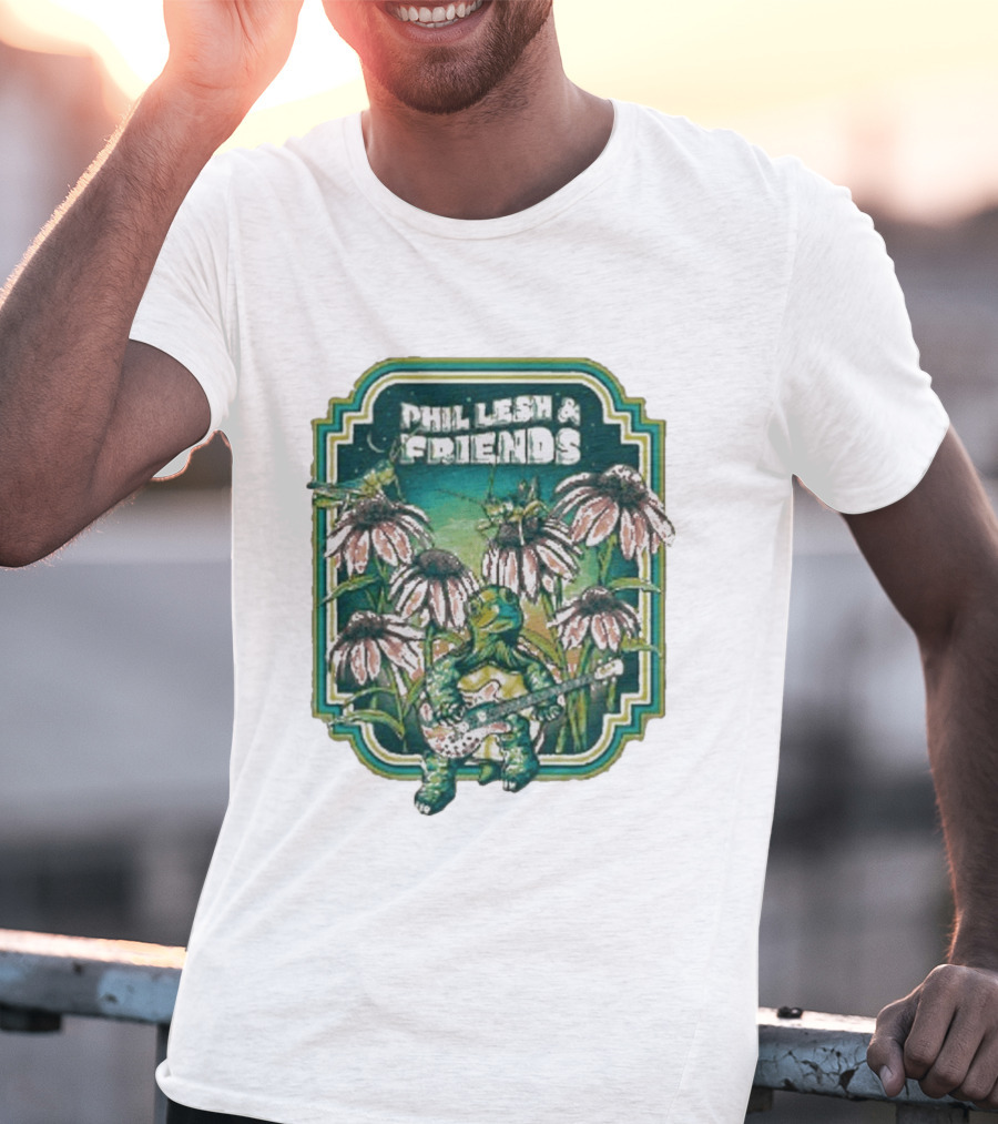 Phil Lesh And Friends Turtle Playing Guitar Among Flowers Butterfly T-Shirt