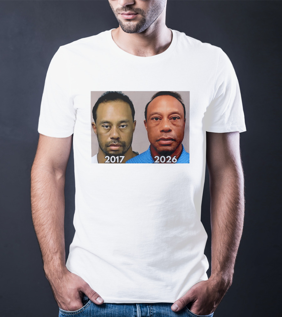 Tiger Woods Shot 2017 And 2026 Comparison T-Shirt