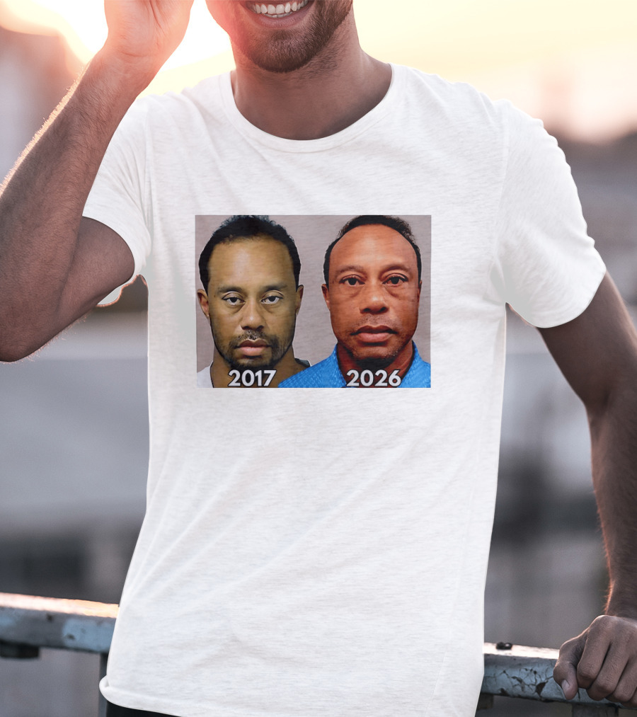 Tiger Woods Shot 2017 And 2026 Comparison T-Shirt