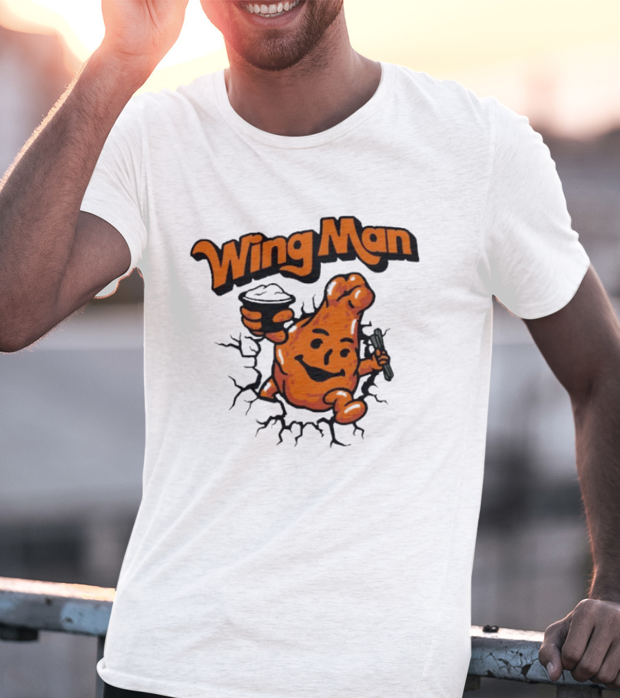 Buffalo Bills Wing Man Oh Yeah Chicken Wing Cracking Through T-Shirt