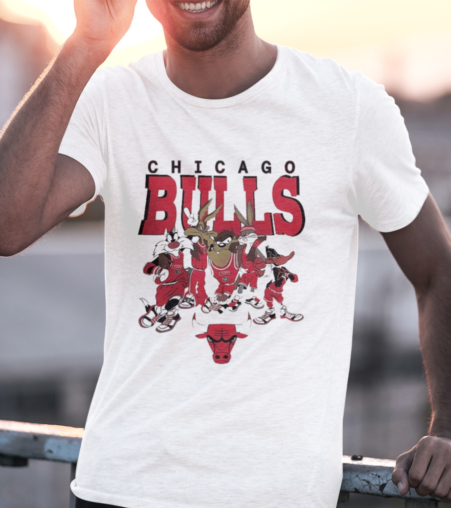 Chicago Bulls Looney Tunes NBA Basketball Characters Collab T-Shirt