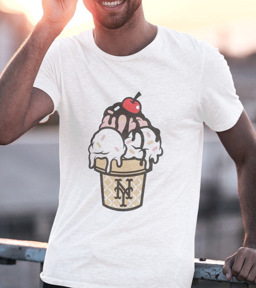 New York Mets Ice Cream Sundae Frozen Treats Cone T-Shirt