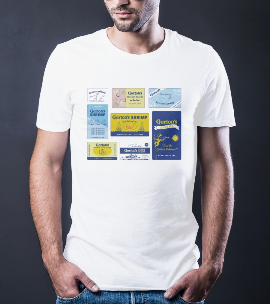 Gorton's Seafood Shrimp Box Collection Gloucester MA Vintage Packaging T-Shirt