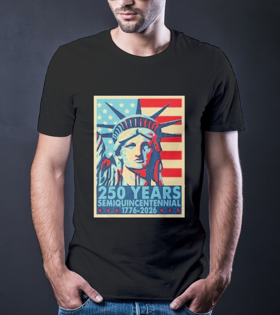 250 Years 1776 2026 Lady Liberty Semiquincentennial With American Flag T-Shirt