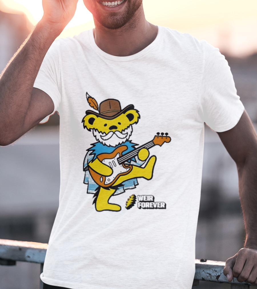 Weir Forever Blue Bear Playing Guitar T-Shirt