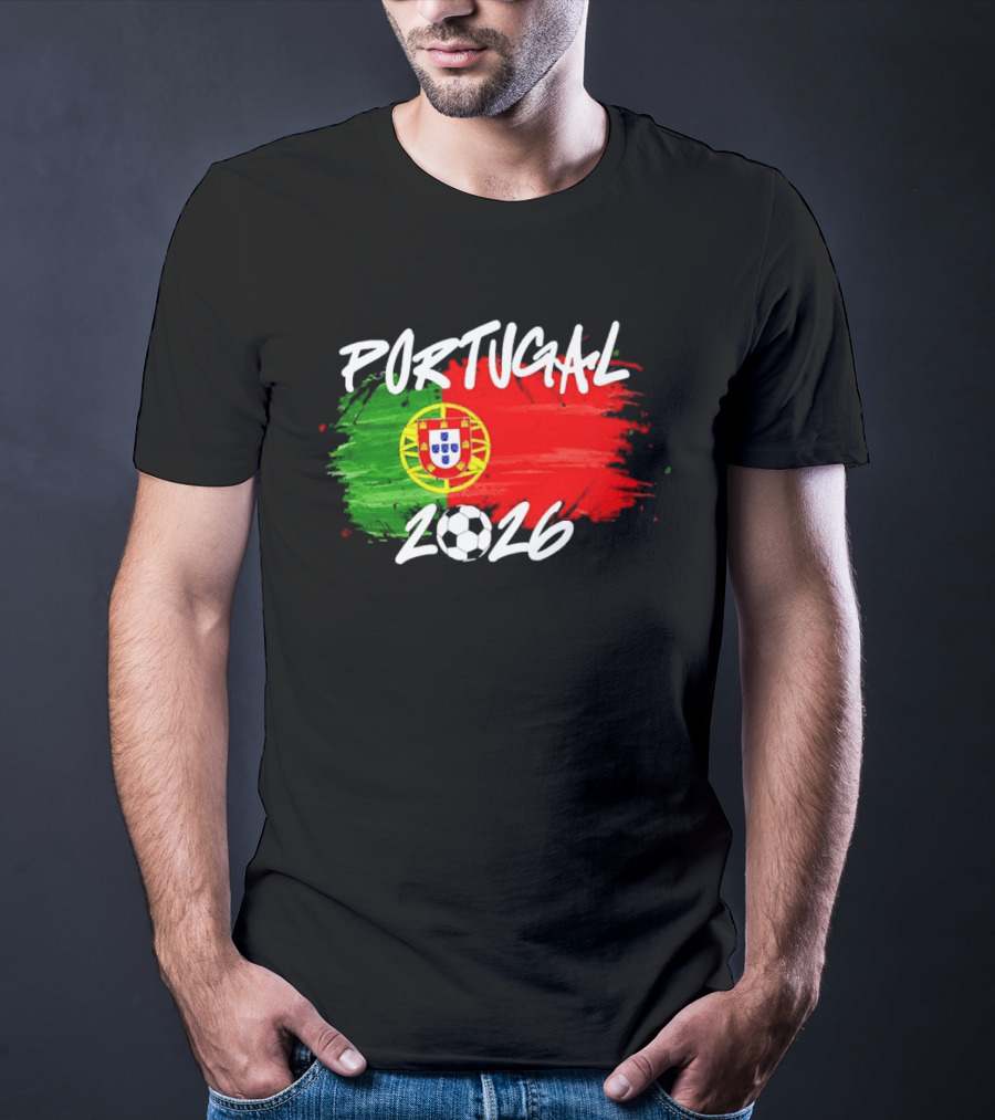 Portugal 2026 Flag With Soccer Ball Paintbrush T-Shirt