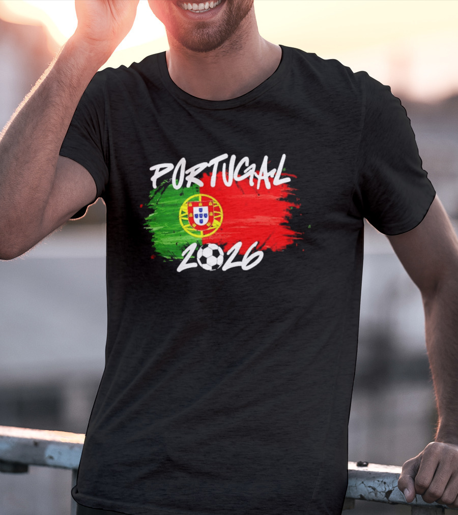 Portugal 2026 Flag With Soccer Ball Paintbrush T-Shirt