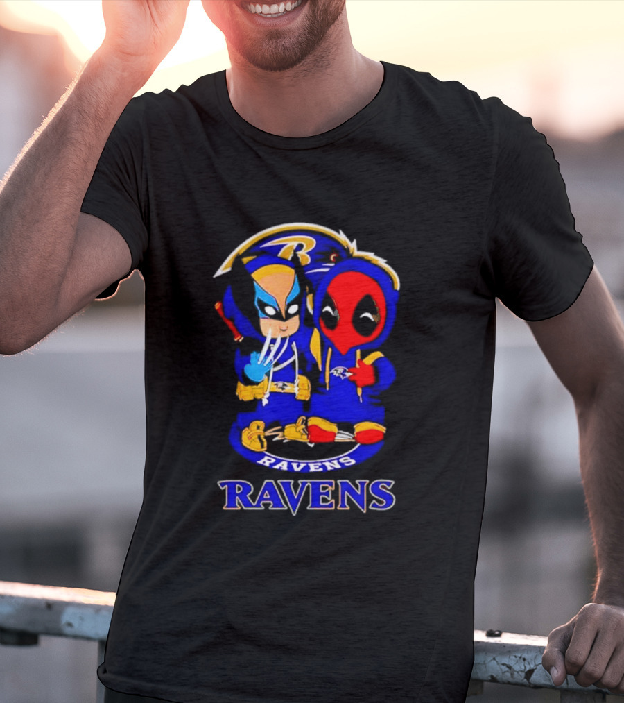 Baltimore Ravens Marvel Wolverine Deadpool True Friends Fan Gear T-Shirt
