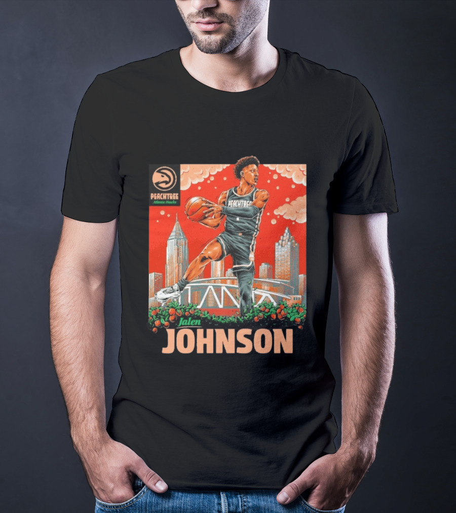 Atlanta Hawks Jalen Johnson Peachtree Skyline Basketball T-Shirt