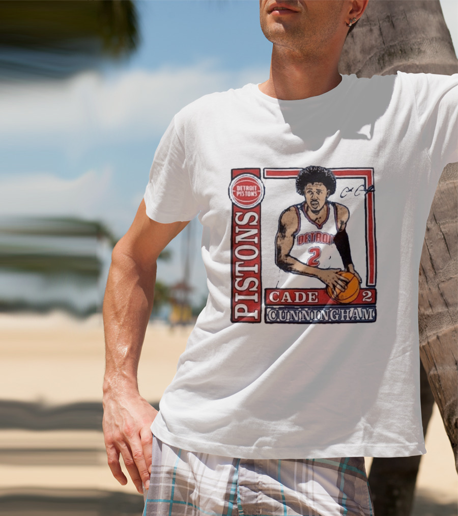 Detroit Pistons Cade Cunningham Basketball Number 2 T-Shirt