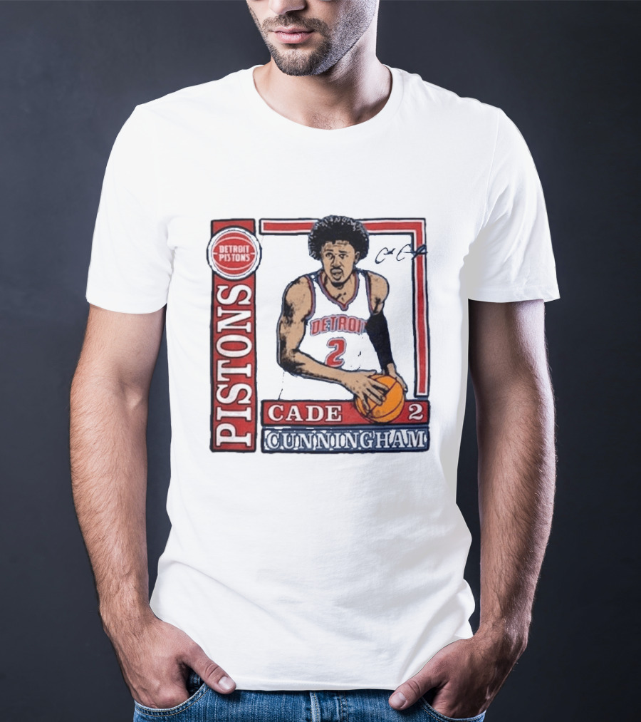 Detroit Pistons Cade Cunningham Basketball Number 2 T-Shirt