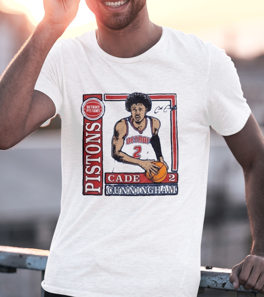 Detroit Pistons Cade Cunningham Basketball Number 2 T-Shirt