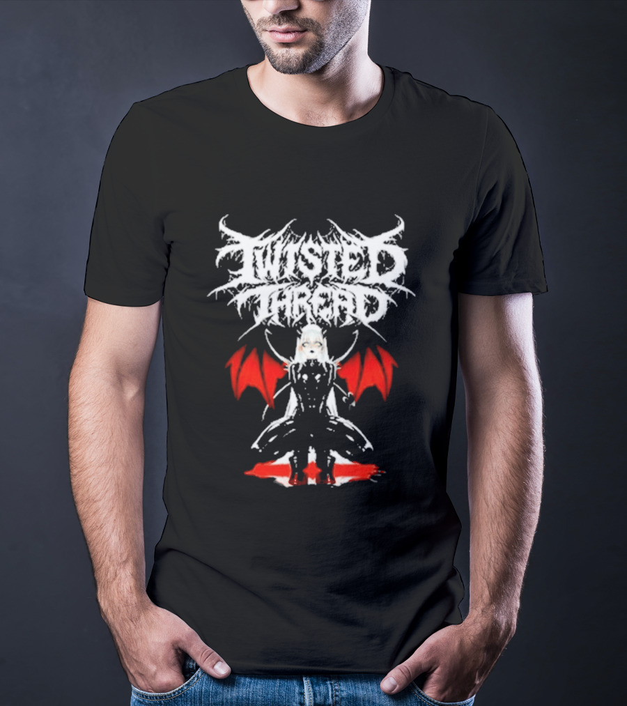 Twisted Thread Dark Angel Red Wings White T-Shirt