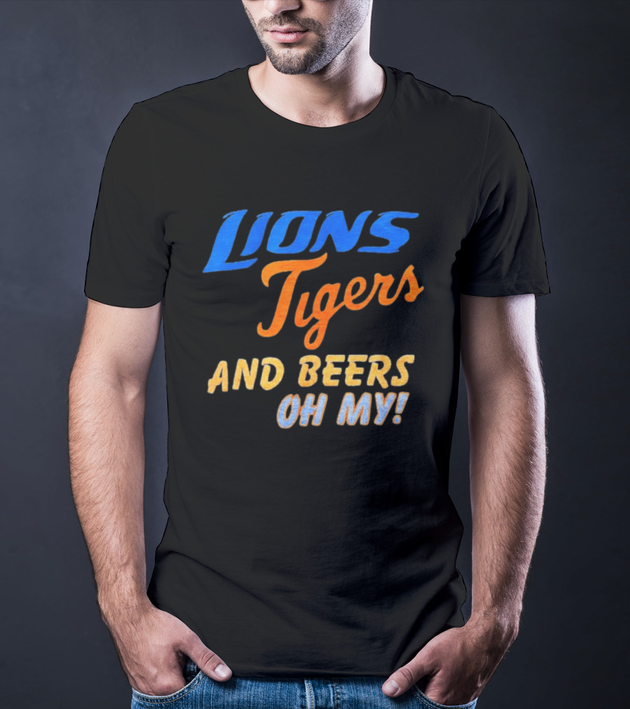 Lions Tigers And Beers Oh My Halloween Sports Fan T-Shirt
