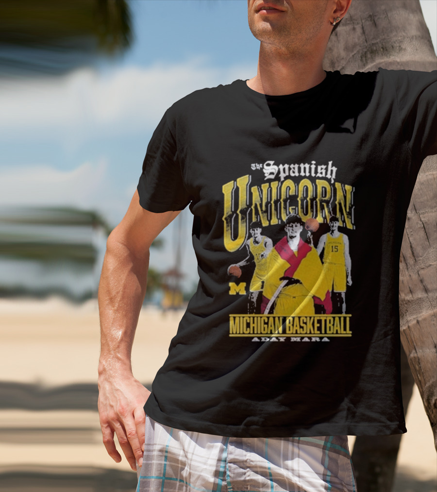 Spanish Unicorn Michigan Basketball Aday Mara Players With Basketball T-Shirt
