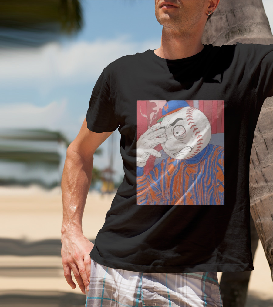 Mr. Met Stressed Smoking New York Mets Baseball Fan T-Shirt