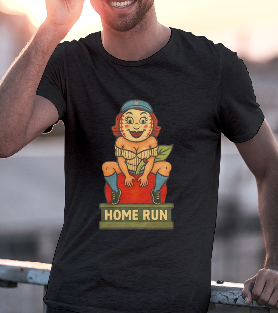 Mrs Met Home Run New York Mets Vintage Baseball Pin Up T-Shirt