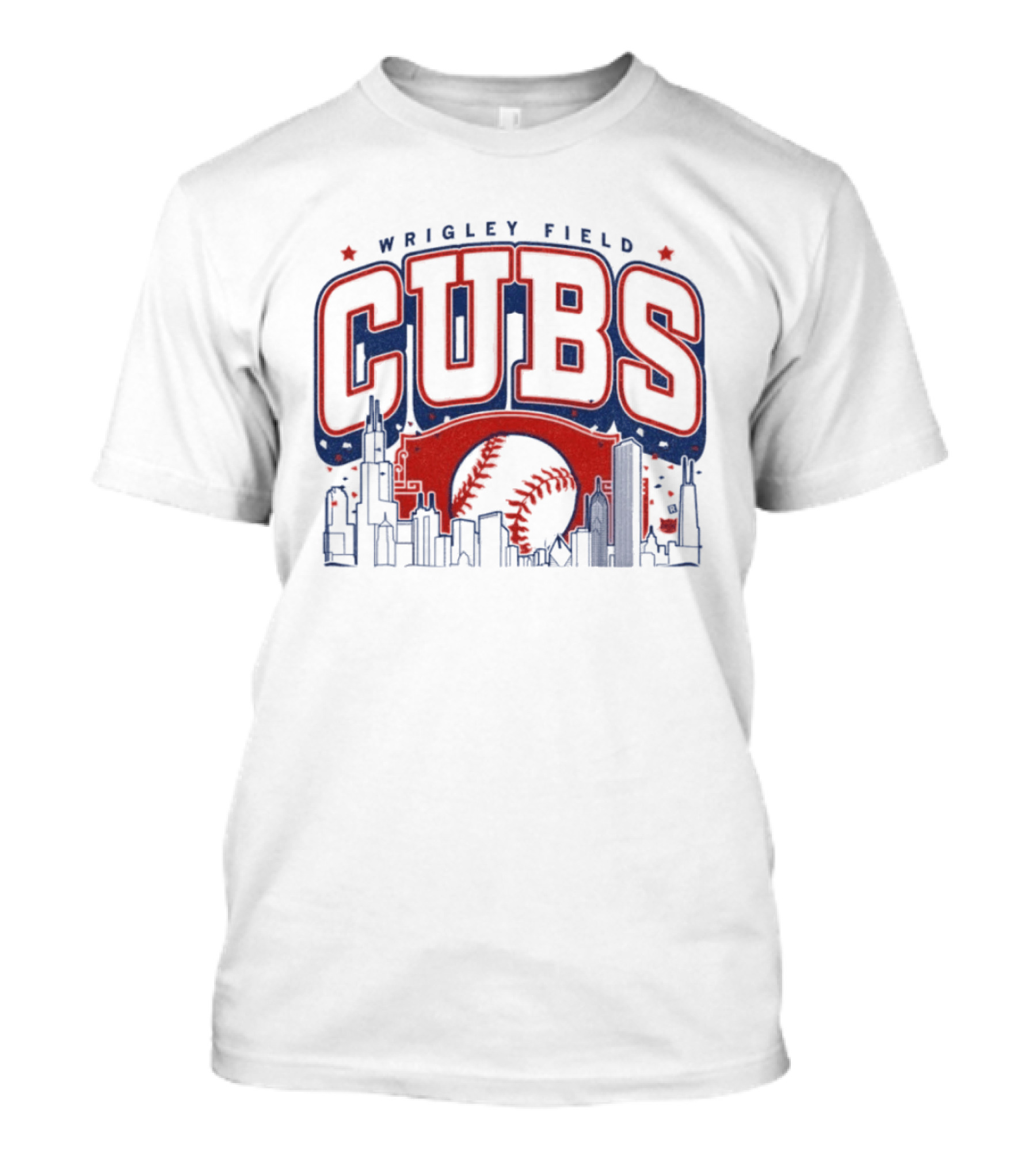 Wrigley Field Cubs Skyline Baseball Chicago T-Shirt