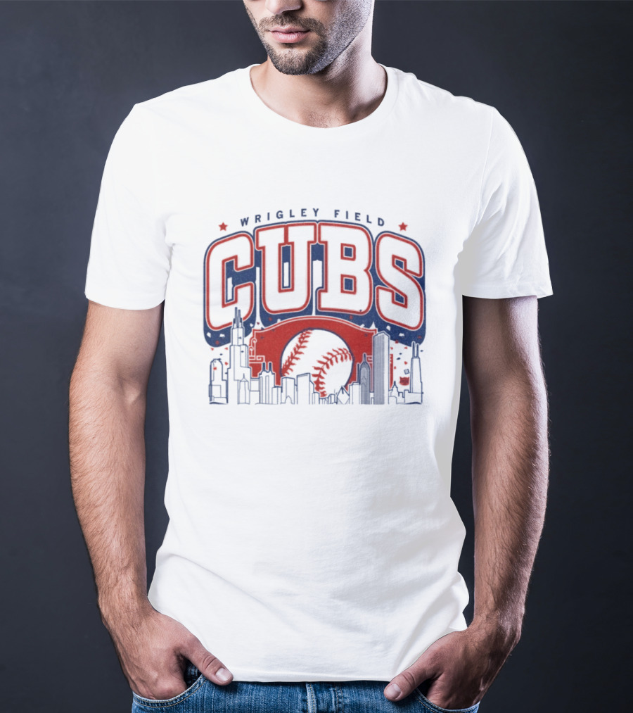 Wrigley Field Cubs Skyline Baseball Chicago T-Shirt