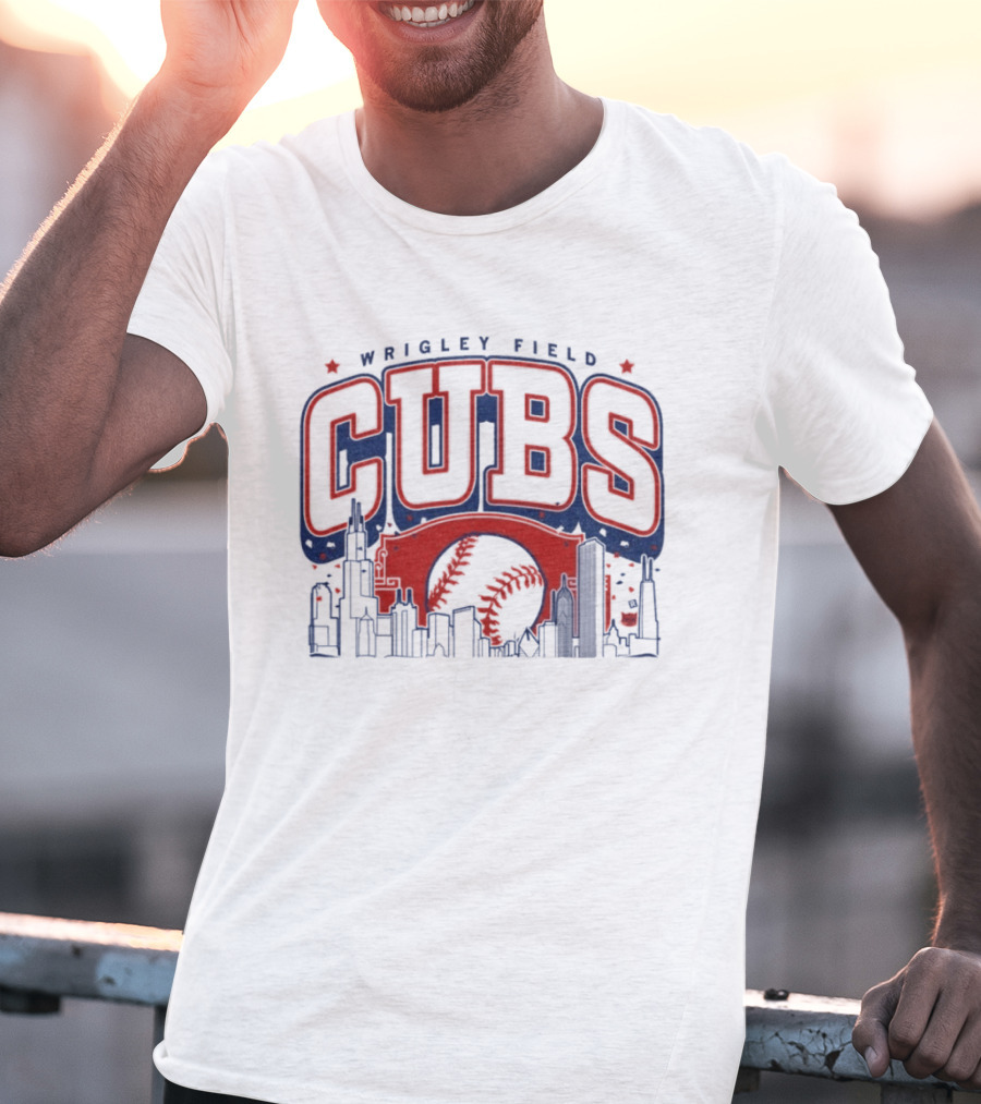 Wrigley Field Cubs Skyline Baseball Chicago T-Shirt