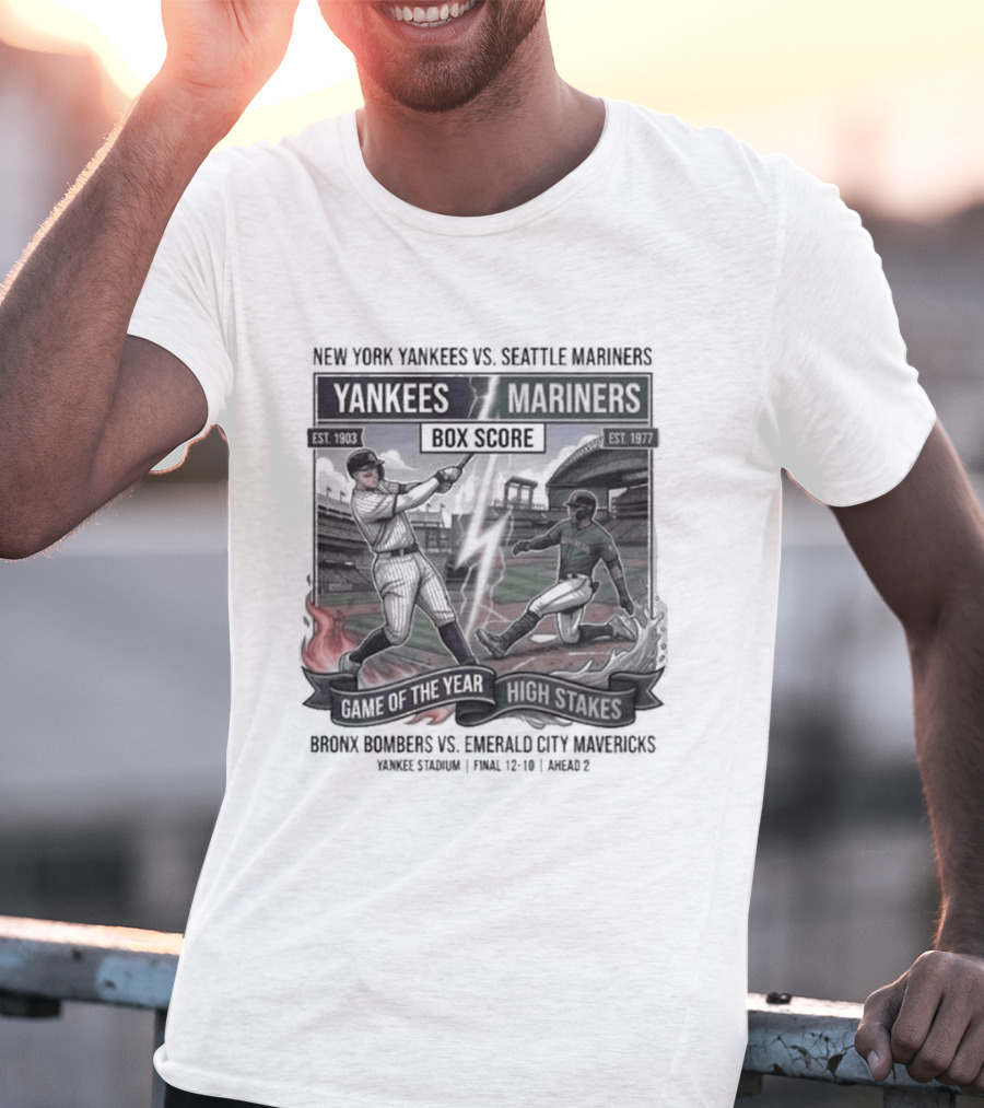 New York Yankees Seattle Mariners Box Score Game Of The Year T-Shirt