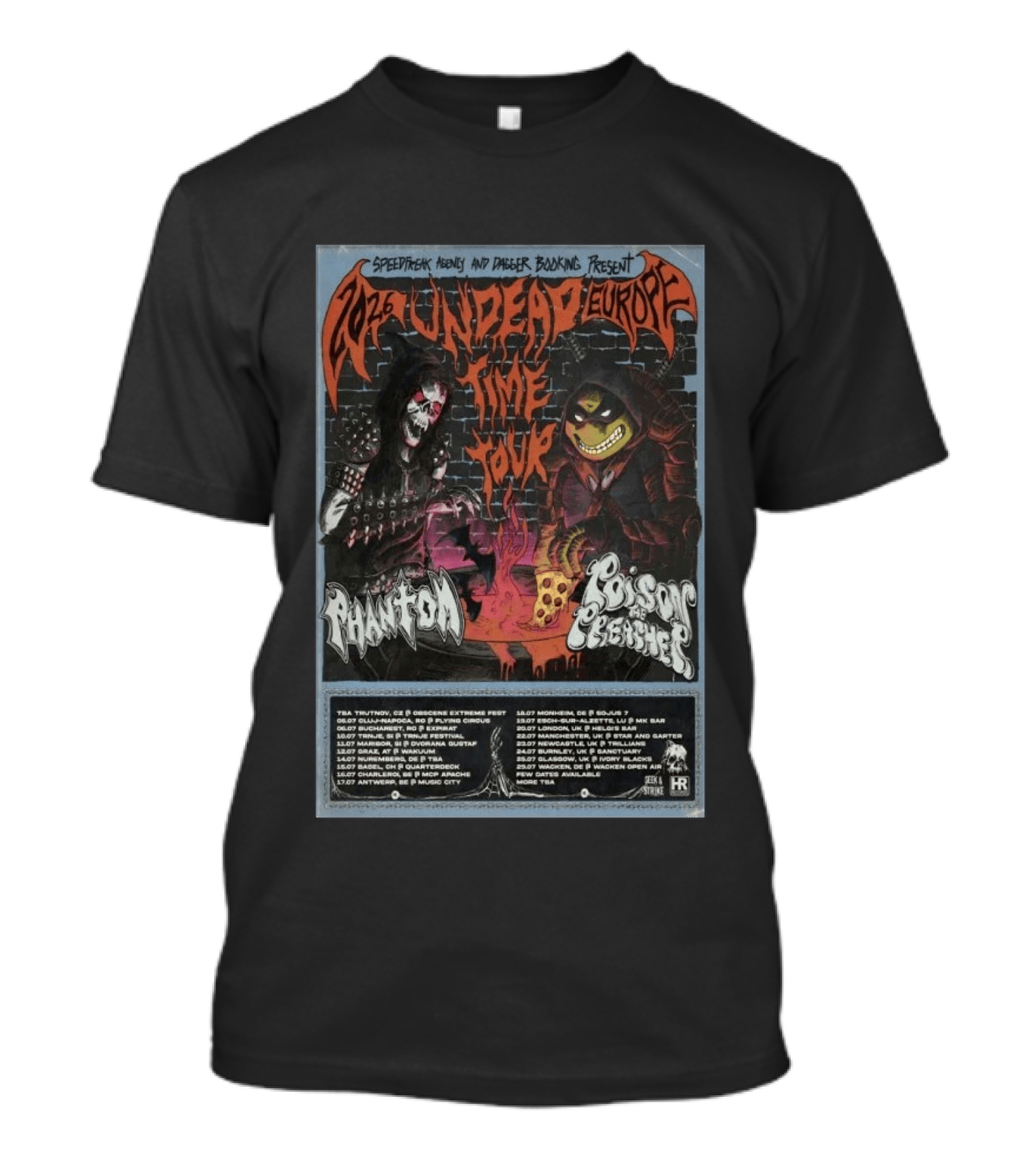 Speedfreak Agency Dagger Booking Present 2026 Undead Time Tour Europe Phantom Poison The Preacher T-Shirt
