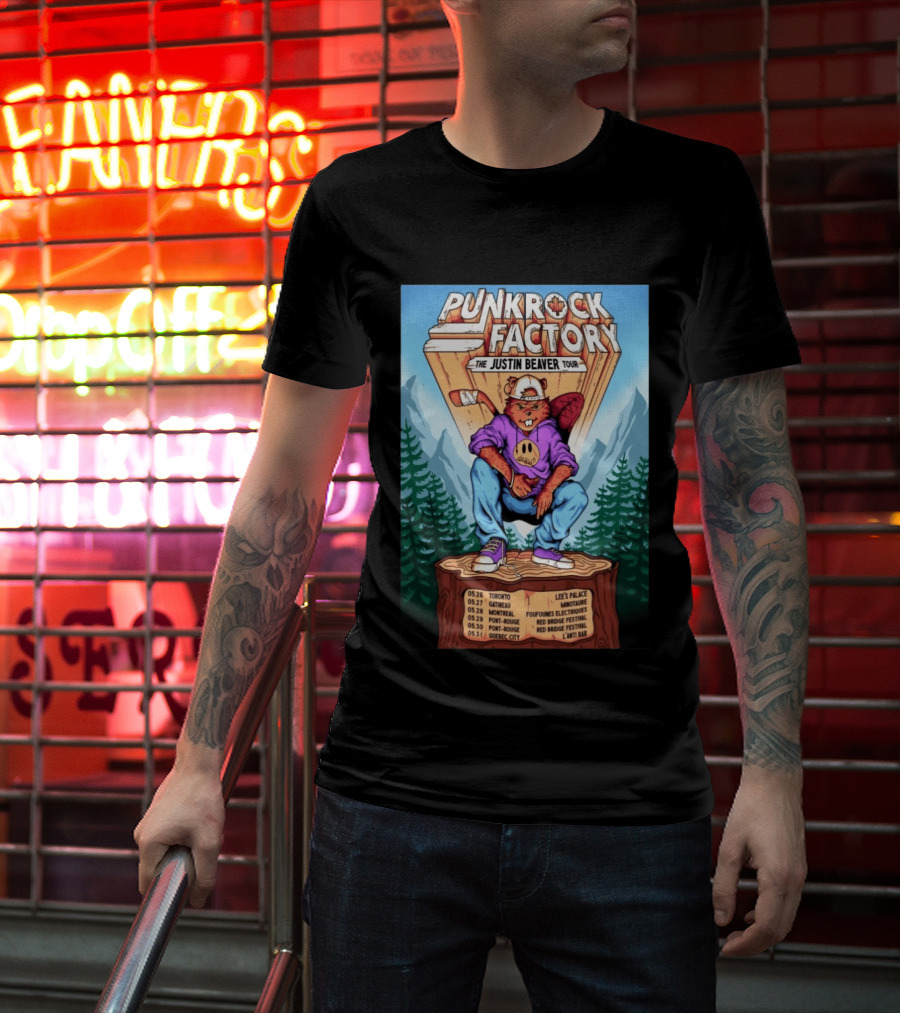 Punk Rock Factory Justin Beaver Tour 2026 Dates And Locations T-Shirt