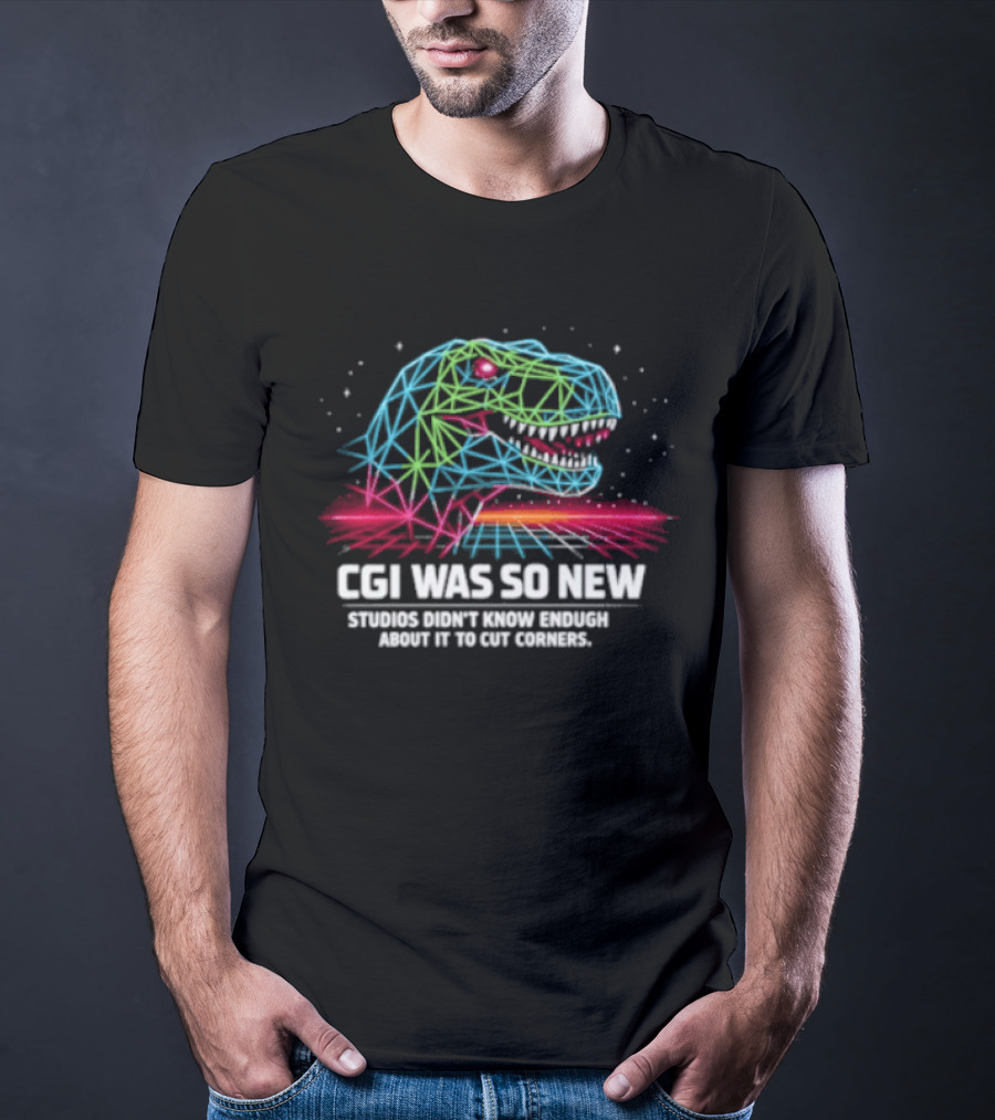 CGI Was So New Studios Didn't Know Enough About It To Cut Corners Dinosaur Triangles And Lines T-Shirt