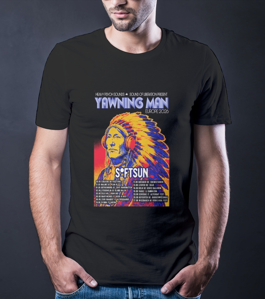 Heavy Psych Sounds Yawning Man Softsun Europe 2026 Tour T-Shirt