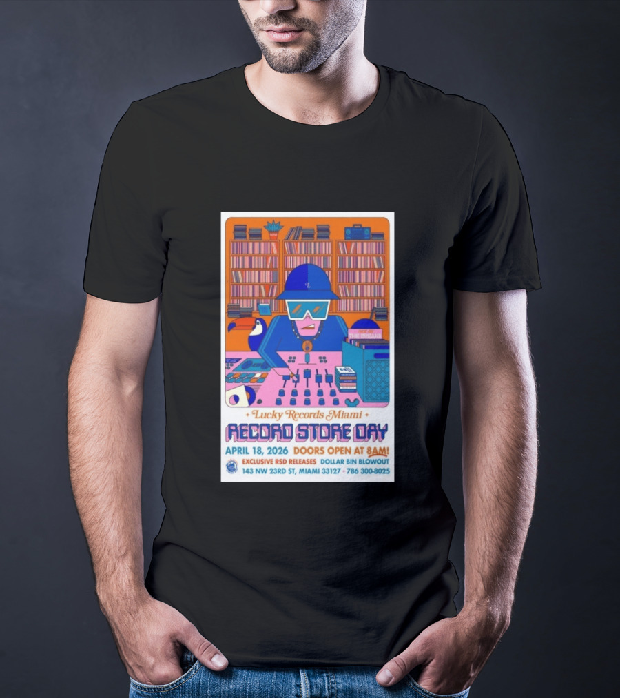 Lucky Records Miami Record Store Day April 18 2026 Exclusive RSD Releases Dollar Bin Blowout T-Shirt