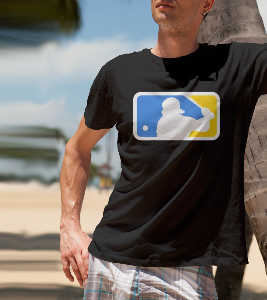 MLB The Kid Batter Silhouette Blue Yellow T-Shirt