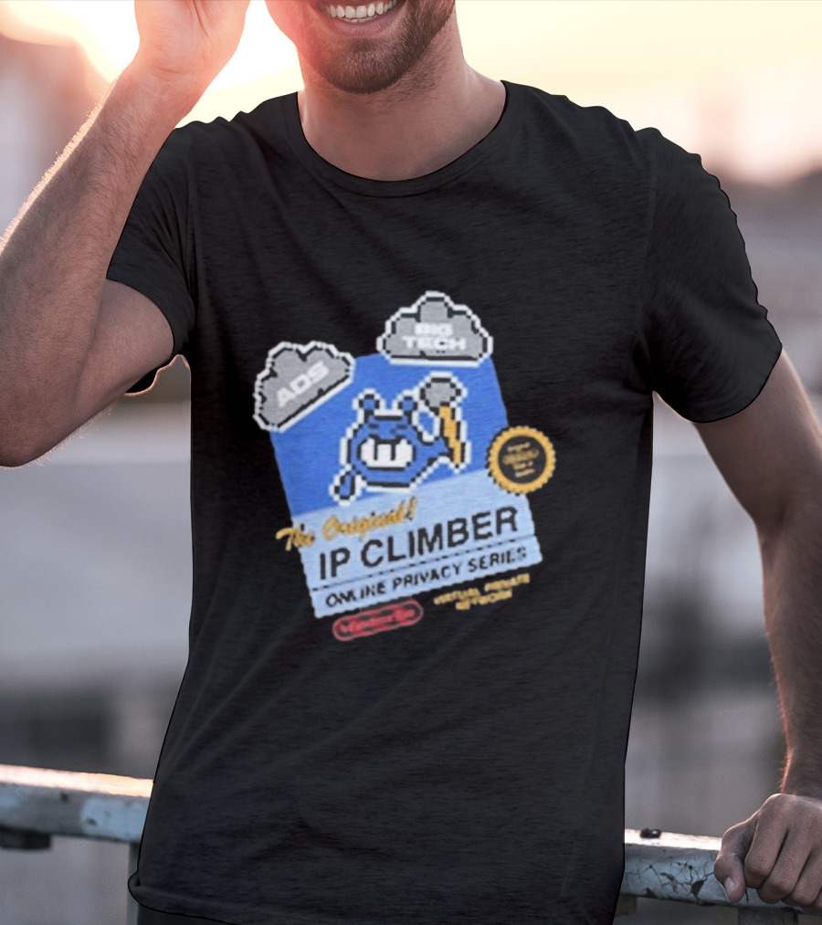The Original IP Climber Online Privacy Series Retro Tech AOS Pixel Gaming T-Shirt