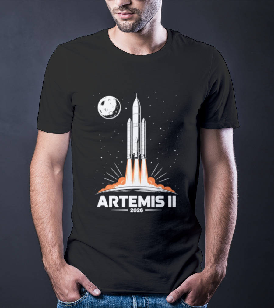 Artemis II 2026 Rocket Launch To The Moon With Spacecraft And Moon T-Shirt
