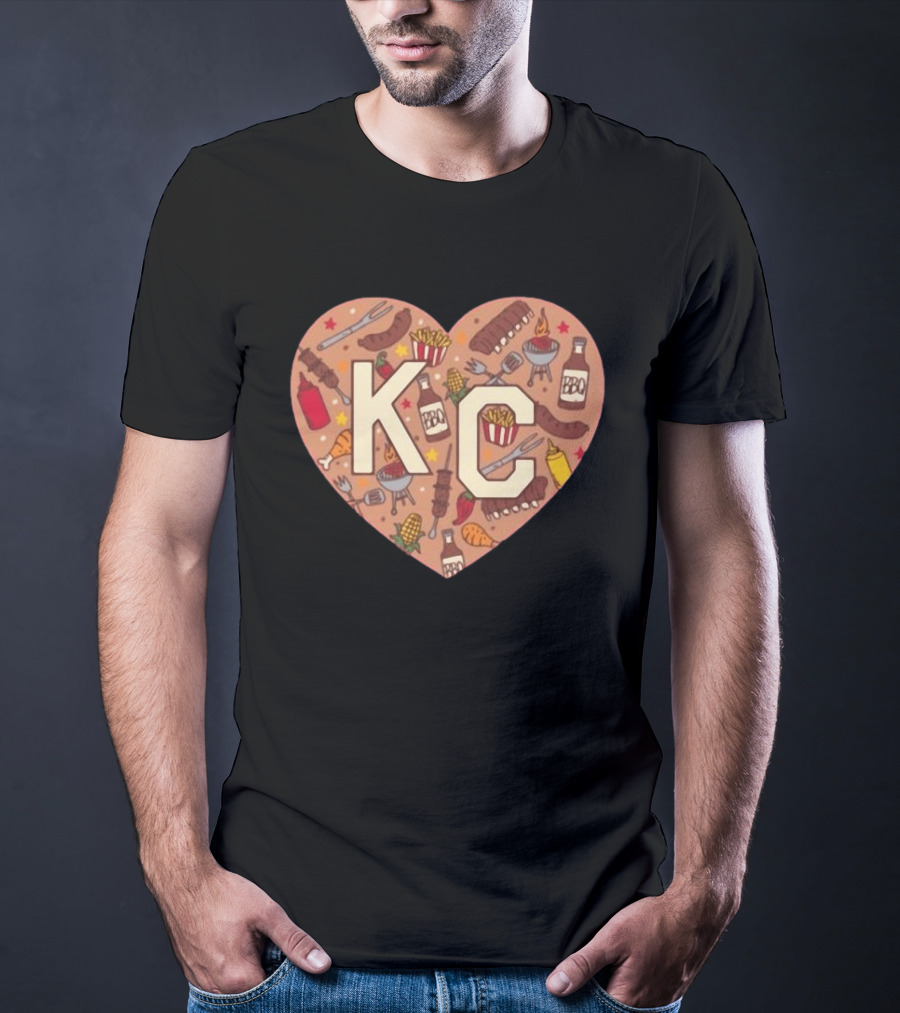 KC Heart BBQ With Grills Ribs And Sauce T-Shirt