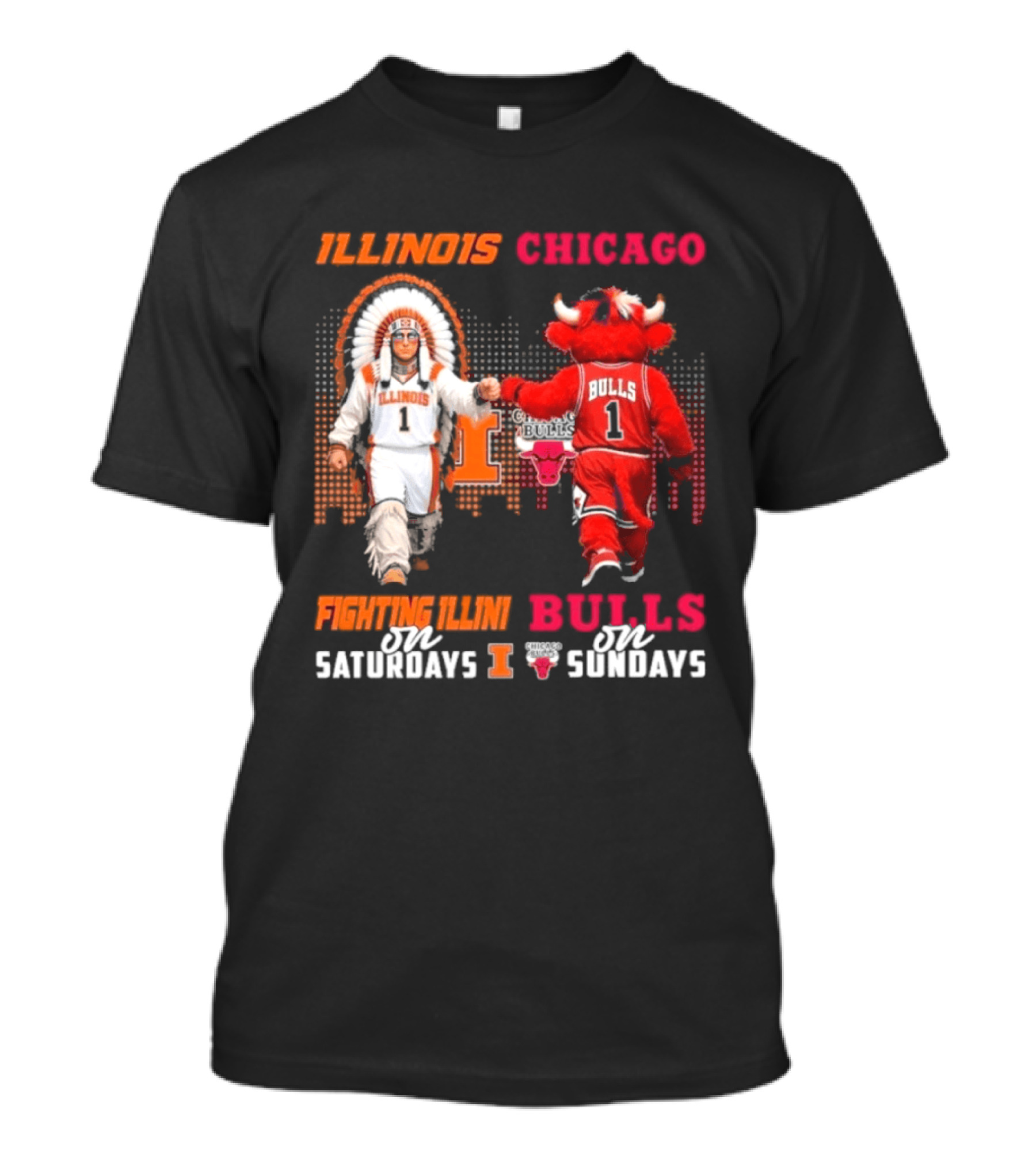Illinois Fighting Illini On Saturdays Chicago Bulls On Sundays T-Shirt