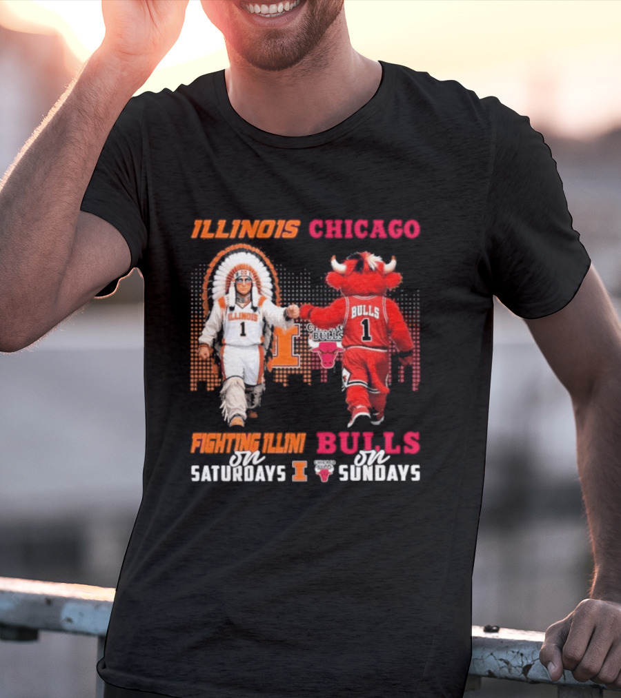 Illinois Fighting Illini On Saturdays Chicago Bulls On Sundays T-Shirt