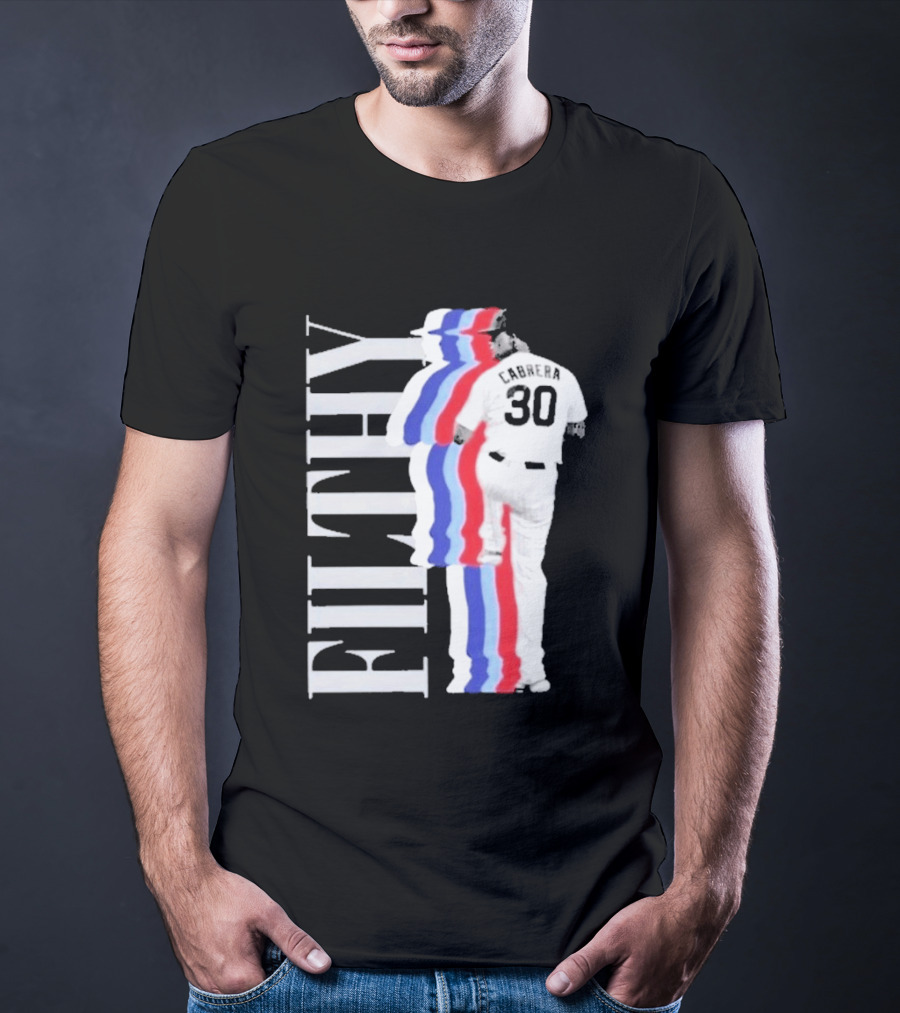 Obvious Edward Cabrera Filthy 30 Red Blue Streak Baseball T-Shirt