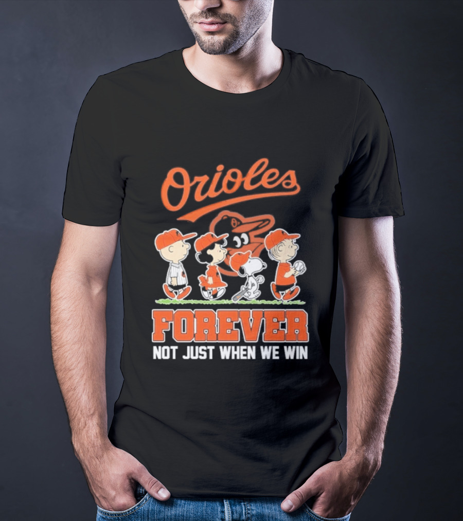 Orioles Forever Peanuts Characters Baseball Team Spirit T-Shirt
