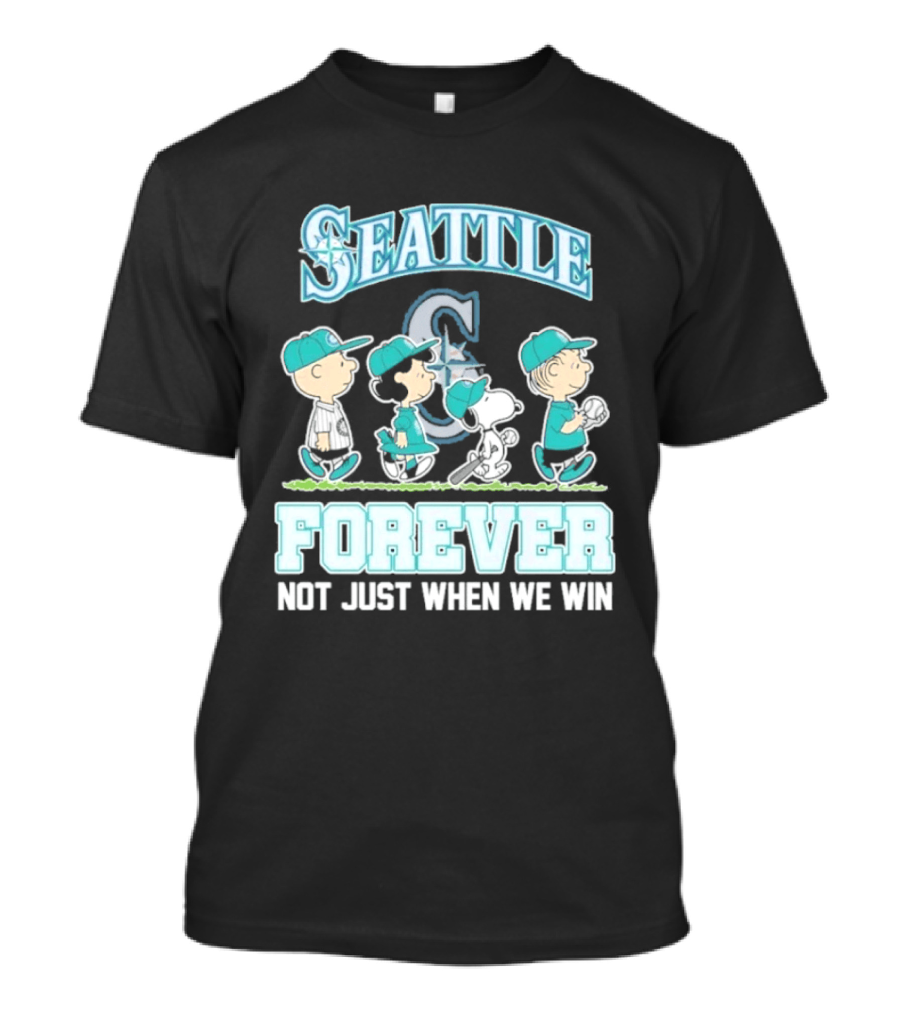 Seattle Mariners Peanuts Characters Forever Not Just When We Win T-Shirt